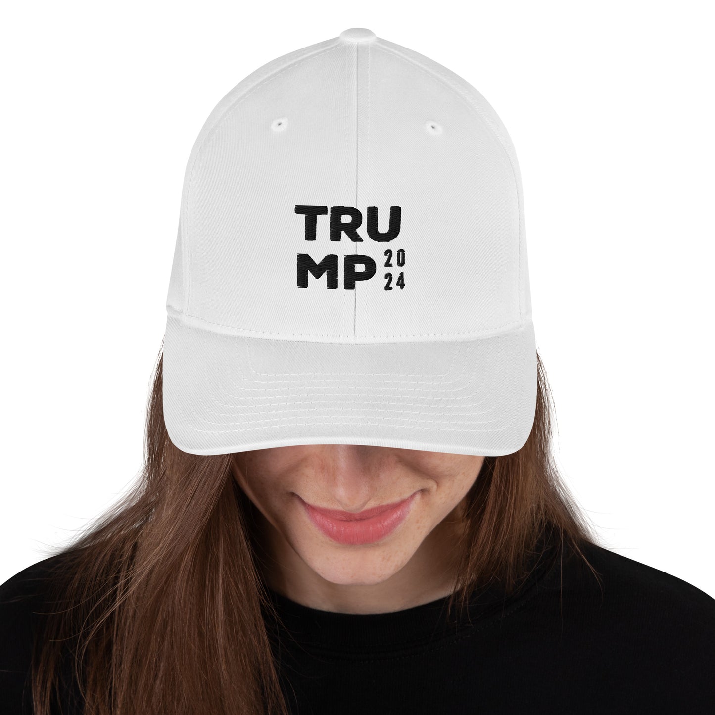 TRUMP 2024 Black on White Flexfit Baseball Cap